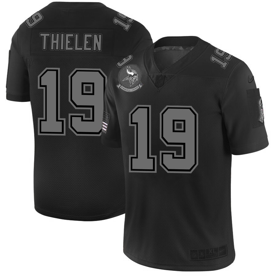 Minnesota Vikings #19 Adam Thielen Men's Black 2019 Salute To Service Limited Stitched Jersey
