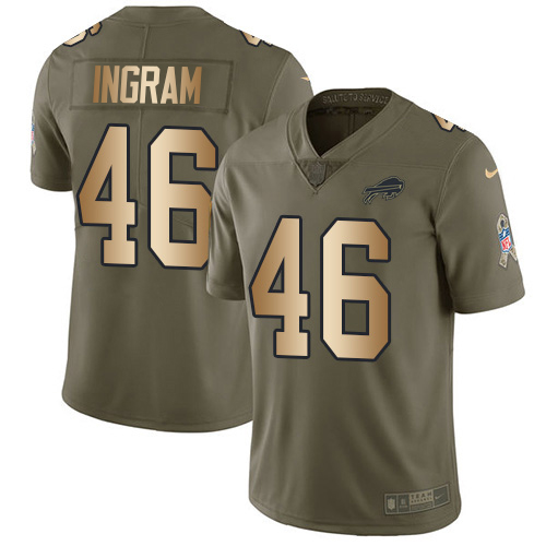Bills #46 Ja'Marcus Ingram Olive/Gold Men's Stitched Limited 2017 Salute To Service Jersey