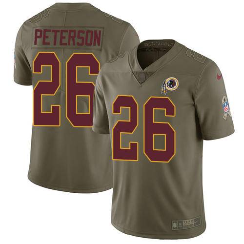 Washington Commanders #26 Adrian Peterson Olive Men's Stitched Limited 2017 Salute To Service Jersey Men's