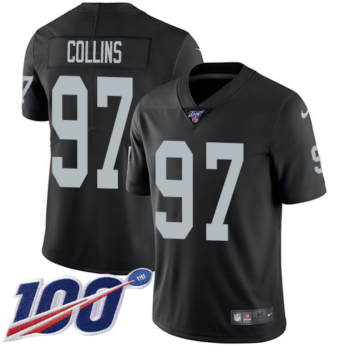 Las Vegas Raiders #97 Maliek Collins Black Team Color Men's Stitched 100th Season Vapor Untouchable Limited Jersey Men's