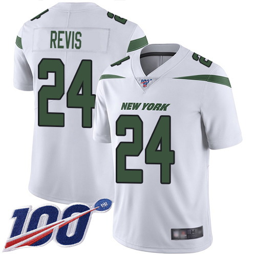 Jets #24 Darrelle Revis White Youth Stitched 100th Season Vapor Limited Jersey