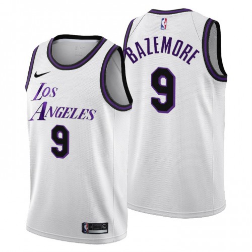 Los Angeles Lakers #9 Kent Bazemore Mens 2022-23 City Edition Jersey - Cherry Blossom White Mens