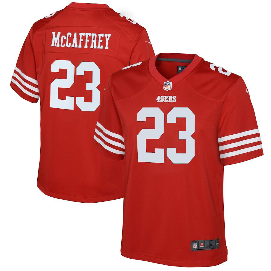San Francisco 49ers #23 Christian McCaffrey Scarlet Youth 2022-23 Game Jersey