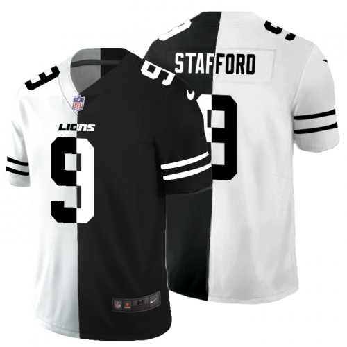 Detroit Detroit Lions #9 Matthew Stafford Men's Black V White Peace Split Vapor Untouchable Limited Jersey Men's