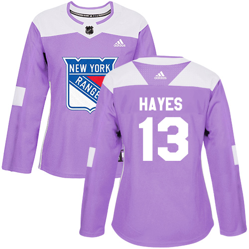 Adidas New York Rangers #13 Kevin Hayes Purple Authentic Fights Cancer Women's Stitched Jersey Womens