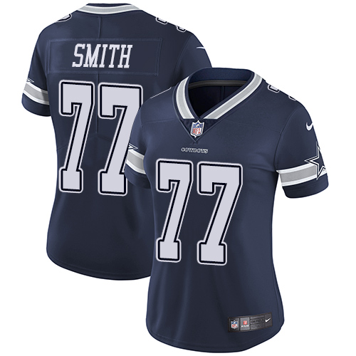 Dallas Cowboys #77 Tyron Smith Navy Blue Team Color Women's Stitched Vapor Untouchable Limited Jersey Womens