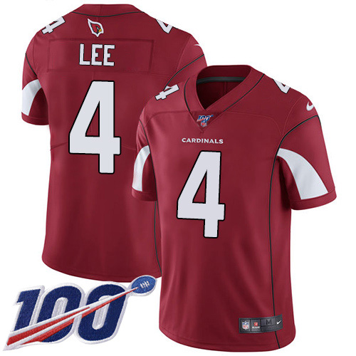 Arizona Cardinals #4 Andy Lee Red Team Color Men's Stitched 100th Season Vapor Limited Jersey Men's