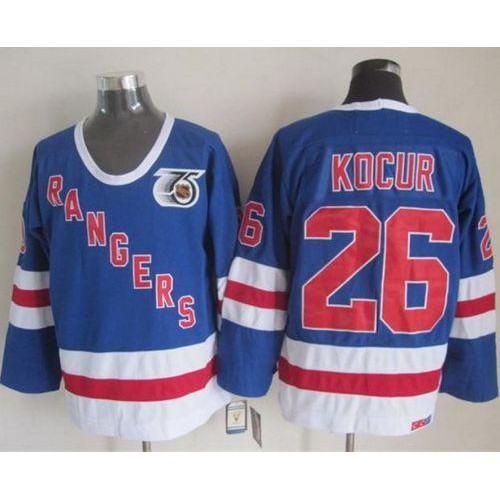 New York Rangers #26 Joe Kocur Blue CCM 75TH Stitched Jersey Men's