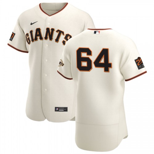 San Francisco San Francisco Giants #64 Shaun Anderson Men's Cream Home 2020 Authentic 20 at 24 Patch Player Jersey Men's