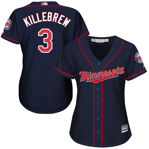 Minnesota Twins #3 Harmon Killebrew Navy Blue Alternate Women's Stitched Jersey Womens