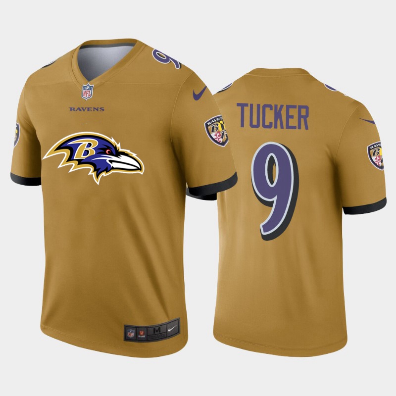 Baltimore Ravens #9 Justin Tucker Gold Men's Big Team Logo Vapor Limited Jersey
