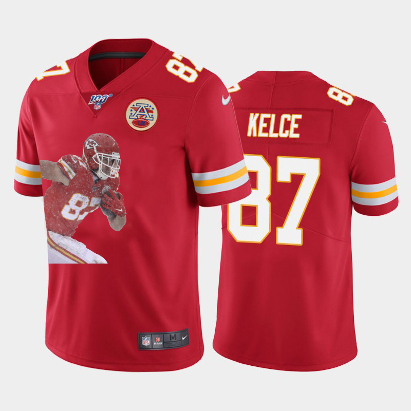 Kansas City Chiefs #87 Travis Kelce Team Hero 5 Vapor Limited 100 Jersey Red