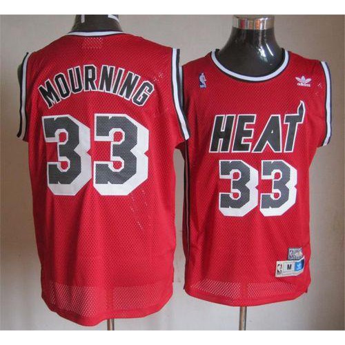 Miami Heat #33 Alonzo Mourning Red Throwback Stitched Jersey Mens