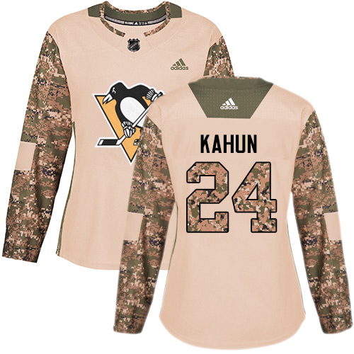 Adidas Pittsburgh Penguins #24 Dominik Kahun Camo Authentic 2017 Veterans Day Women's Stitched Jersey Womens