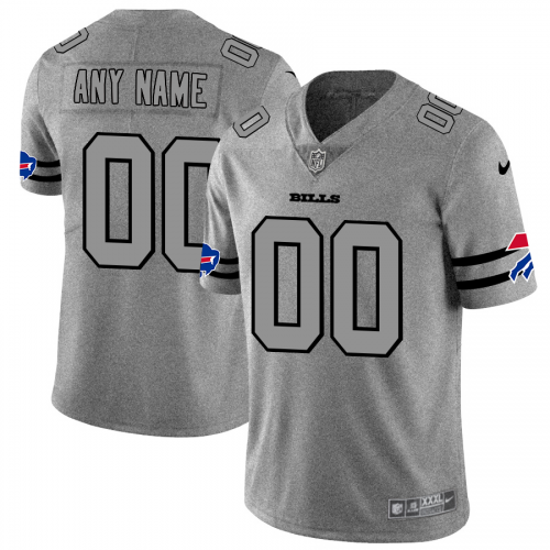 Buffalo Bills Custom Men's Gray Gridiron II Vapor Untouchable Limited Jersey