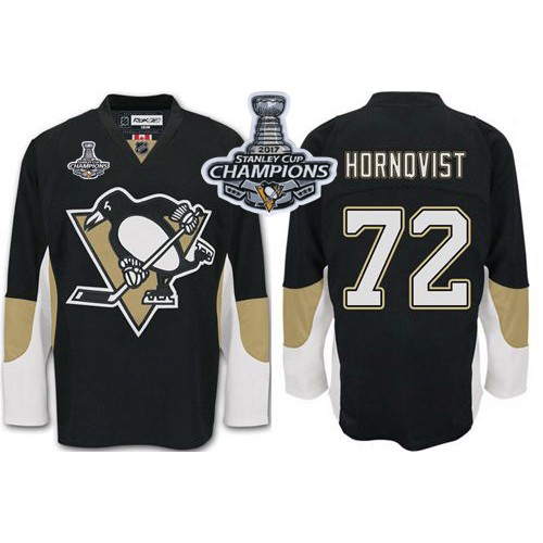 Pittsburgh Penguins #72 Patric Hornqvist Black Home 2017 Stanley Cup Finals Champions Stitched Jersey Men's