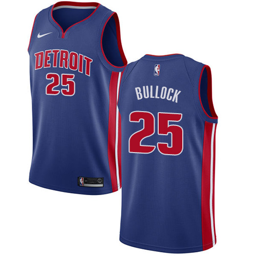 Detroit Pistons #25 Reggie Bullock Blue Swingman Icon Edition Jersey Mens