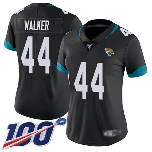 Jaguars #44 Travon Walker Black Team Color Women's Stitched 100th Season Vapor Untouchable Limited Jersey