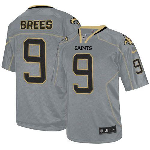 Saints #9 Drew Brees Lights Out Grey Men's Stitched Elite Jersey