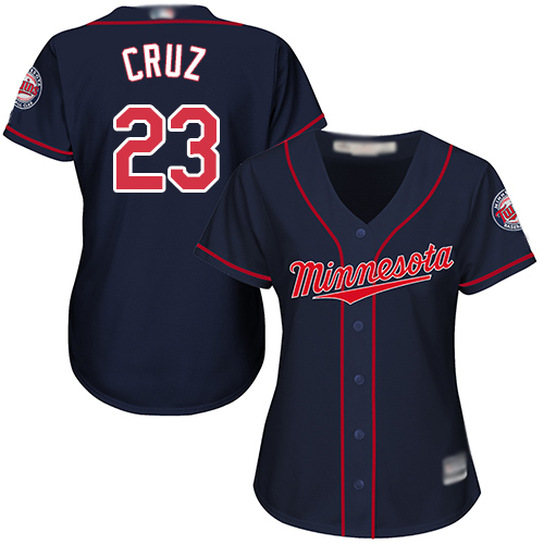 Minnesota Twins #23 Nelson Cruz Navy Blue Alternate Women's Stitched Jersey Womens