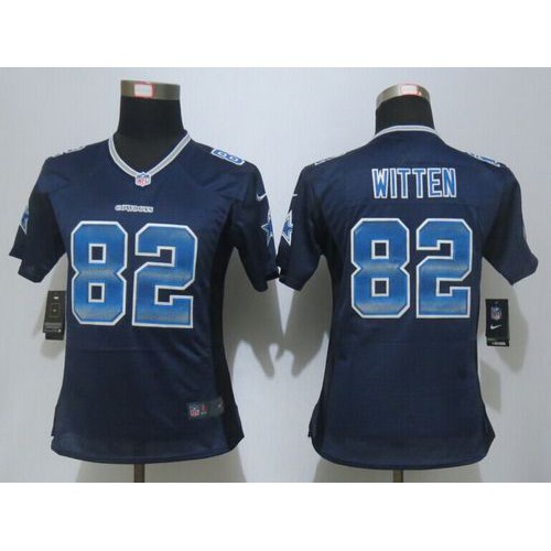 Dallas Cowboys #82 Jason Witten Navy Blue Team Color Women's Stitched Elite Strobe Jersey Womens