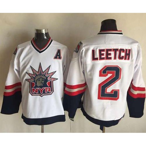 New York Rangers #2 Brian Leetch White CCM Statue of Liberty Stitched Jersey Men's