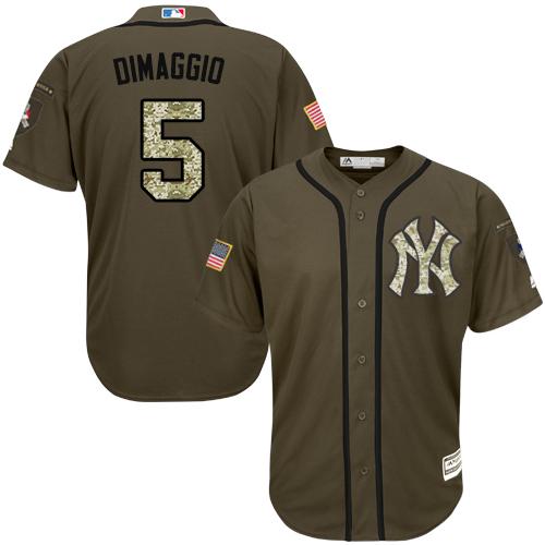 New York Yankees #5 Joe DiMaggio Green Salute to Service Stitched Jersey Men's