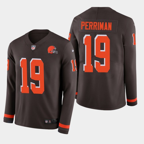 Cleveland Browns #19 Breshad Perriman Brown Team Color Men's Stitched Limited Therma Long Sleeve Jersey Men's
