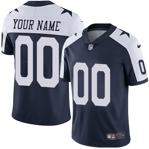 Dallas Cowboys Customized Navy Blue Thanksgiving Stitched Vapor Untouchable Limited Throwback Youth Jersey