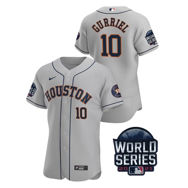 Houston Astros #10 Yuli Gurriel Men's 150th Anniversary 2021 World Series Authentic Jersey - Gray