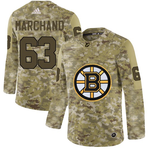 Adidas Boston Bruins #63 Brad Marchand Camo Authentic Stitched Jersey Men's