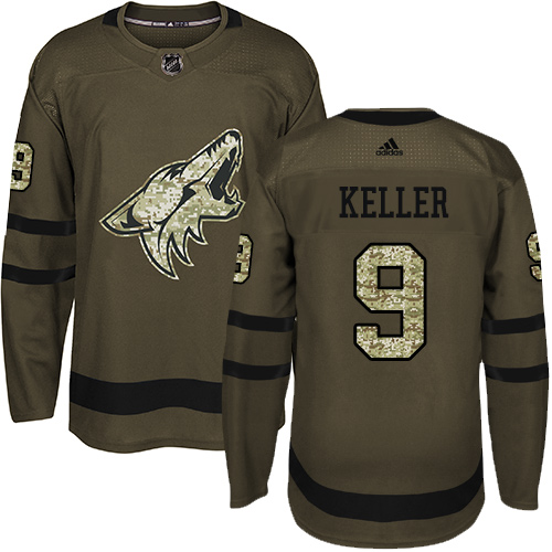 Adidas Arizona Coyotes #9 Clayton Keller Green Salute to Service Stitched Jersey Men's