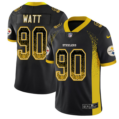 Steelers #90 T. J. Watt Black Team Color Men's Stitched Limited Rush Drift Fashion Jersey