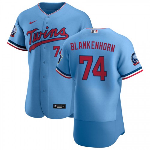 Minnesota Minnesota Twins #74 Travis Blankenhorn Men's Light Blue Alternate 2020 60th Season Authentic Team Jersey Men's