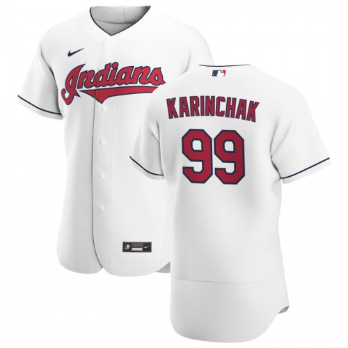 Cleveland Guardians #99 James Karinchak Men's White Home 2020 Authentic Team Jersey Men's