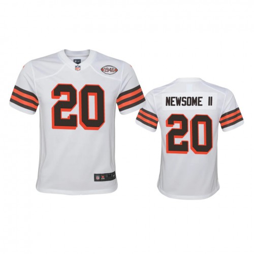 Youth Cleveland Browns #20 Greg Newsome II 1946 Collection Alternate Game Limited Jersey - White Youth