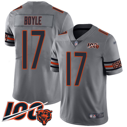 Bears #17 Tim Boyle Silver Men's Stitched Limited Inverted Legend 100th Season Jersey