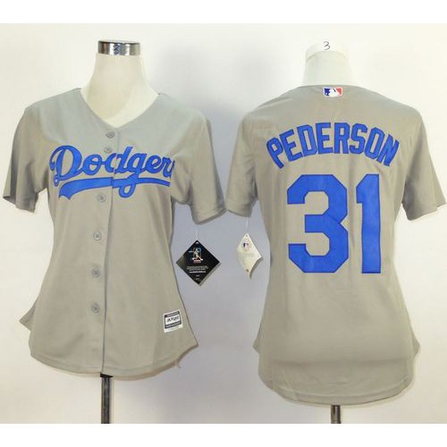 Los Angeles Dodgers #31 Joc Pederson Grey Alternate Road Women's Stitched Jersey Womens