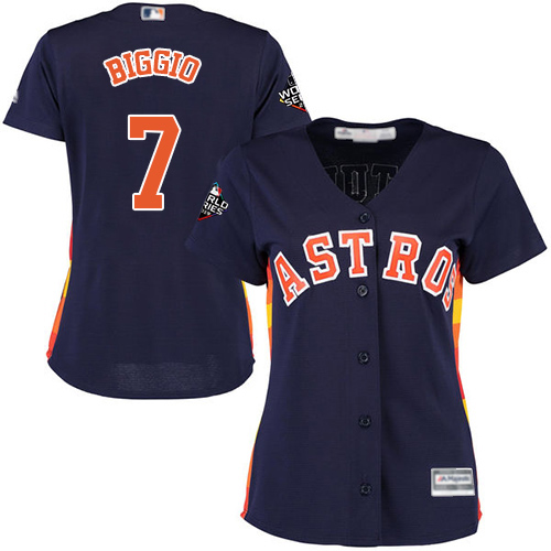 Houston Astros #7 Craig Biggio Navy Blue Alternate 2019 World Series Bound Women's Stitched Jersey Womens