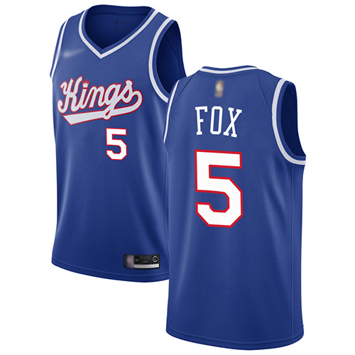 Sacramento Kings #5 DeAaron Fox Blue Swingman Hardwood Classics Jersey Mens