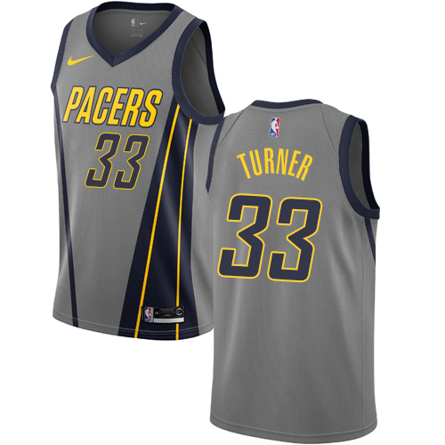 Indiana Pacers #33 Myles Turner Gray Swingman City Edition 2018/19 Jersey Mens