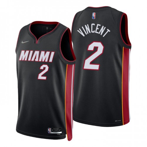 Miami Heat #2 Gabe Vincent Black Mens 2021-22 75th Anniversary Diamond Swingman Jersey - Icon Edition Mens