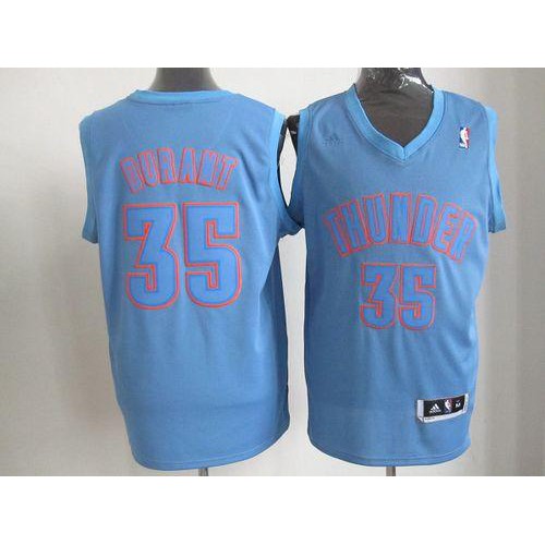 Oklahoma City Thunder #35 Kevin Durant Blue Big Color Fashion Stitched Jersey Mens