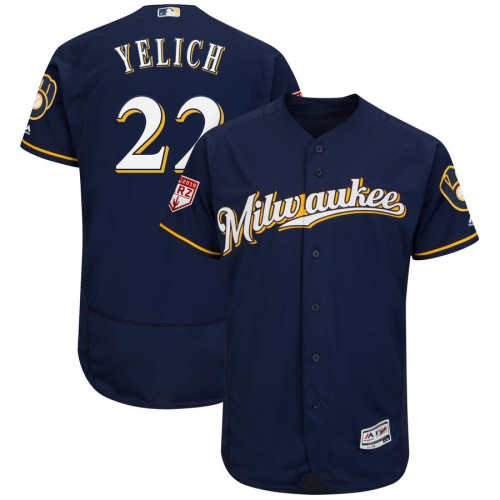 Milwaukee Brewers #22 Christian Yelich Navy 2019 Spring Training Flex Base Stitched Jersey Men's