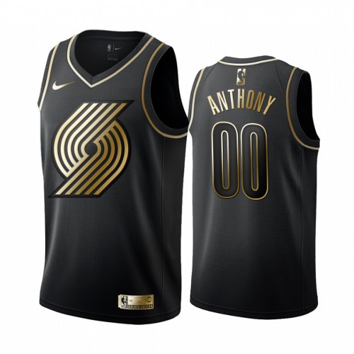 Trail Portland Trail Blazers #00 Carmelo Anthony Mens Black Golden Edition Jersey Mens