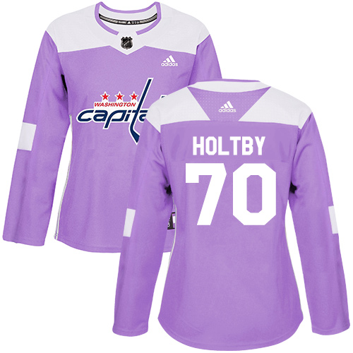 Adidas Washington Capitals #70 Braden Holtby Purple Authentic Fights Cancer Women's Stitched Jersey Womens