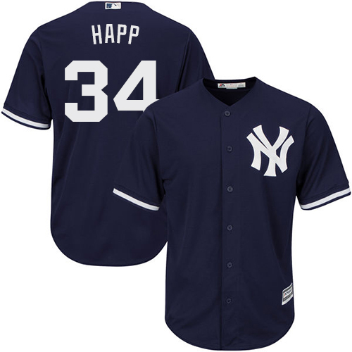 New York Yankees #34 J.A. Happ Navy Blue New Cool Base Stitched Jersey Men's
