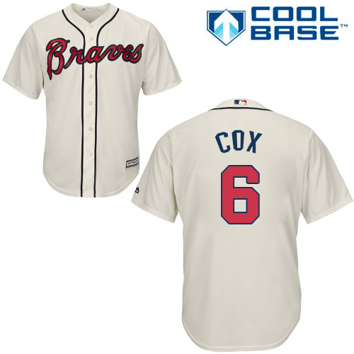 Atlanta Braves #6 Bobby Cox Cream Cool Base Stitched Youth Jersey Youth