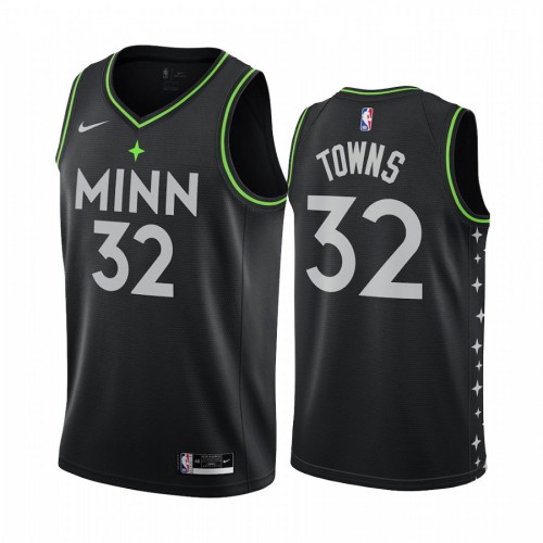 Minnesota Timberwolves #32 Karl-Anthony Towns Black Youth Swingman 2020-21 City Edition Jersey Youth