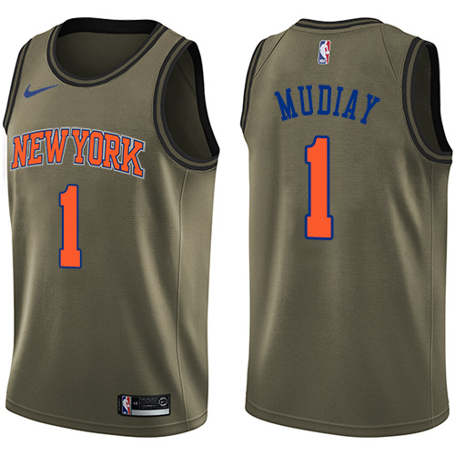 New York Knicks #1 Emmanuel Mudiay Green Swingman Salute to Service Jersey Mens